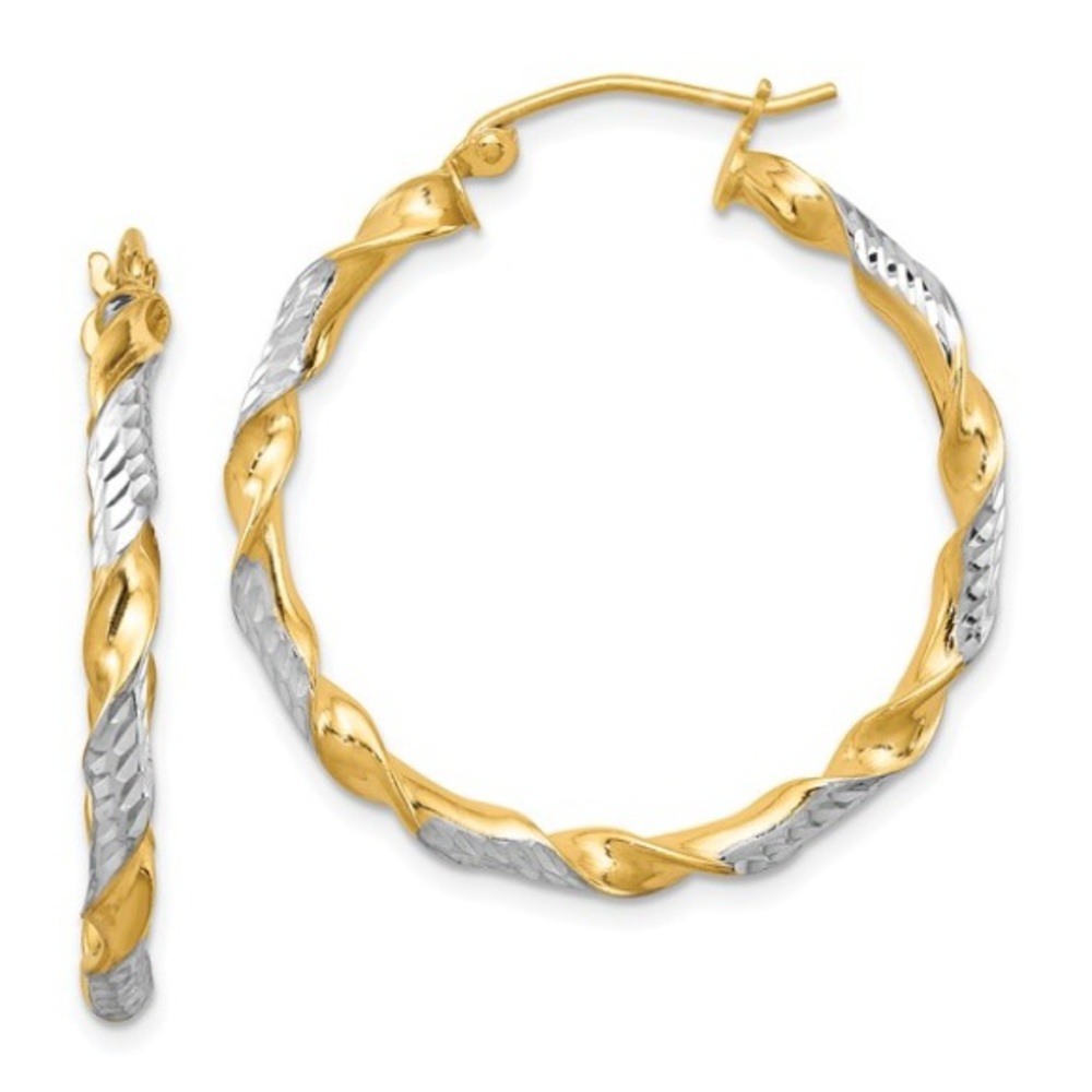 Gold and Silver Twisted Hoop Earrings